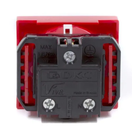 Розетка 1-м 2мод. Viva 16А IP20 2P+E с заземл. защ. шторки красн. DKC 45015 фото 2