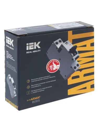 Выключатель автоматический дифференциального тока 2п (1P+N) C 25А 30мА тип AC АВДТ B06S 18мм ARMAT IEK AR-B06S-1N-C25C030 фото 3