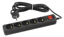 Удлинитель 5х3м с заземл. 10А с выкл. ПВС 3х0.75 черн. UX-5es-3m-B Эра Б0057731