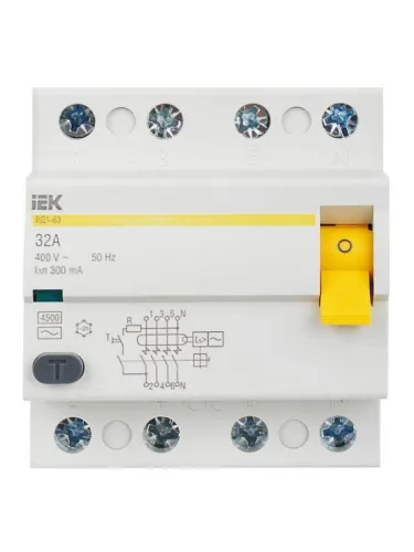 Выключатель дифференциального тока (УЗО) 4п 32А 300мА тип AC ВД1-63 KARAT IEK MDV10-4-032-300 фото 2