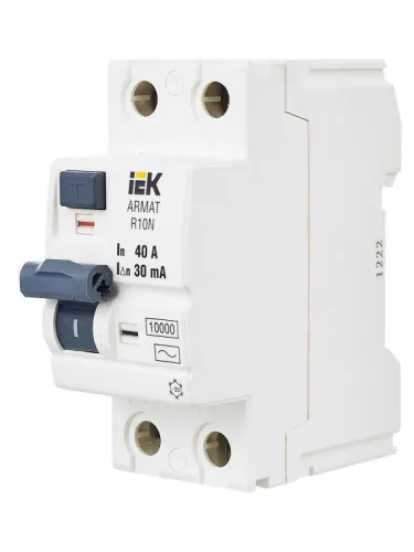 Выключатель дифференциального тока (УЗО) 2п 40А 30мА тип AC ВДТ R10N ARMAT IEK AR-R10N-2-040C030 фото 10