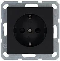 Розетка 1-м Shuko 16А IP20 с заземл. защ. шторки механизм черн. матов. soft touch Jasmart G5501PB
