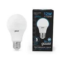 Лампа светодиодная Black 12Вт A60 грушевидная 6500К холод. бел. E27 1200лм GAUSS 102502312