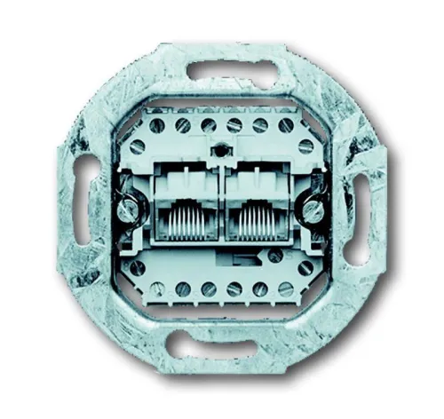 Розетка компьютерная + телефонная 2-м RJ11/12 + RJ45 ISDN кат.3 8/8п раздельно механизм ABB 2CKA000230A0243