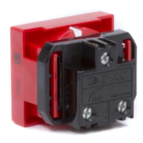 Розетка 1-м 2мод. Viva 16А IP20 2P+E с заземл. защ. шторки красн. DKC 45015 фото 4