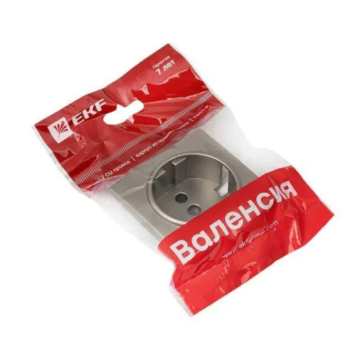 Панель лицевая Валенсия для розетки 1-м 16А защ. шторки с заземл. кашемир PROxima EKF ESR16-L-028-40 фото 2