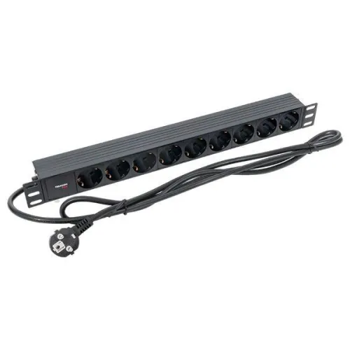 Блок PDU TERACOM PRO 19дюйм 1U 16А/250В 9 роз. Schuko шнур 2м 3х1.5кв.мм вилка Schuko корпус пластик черн. EKF TRP-HPD-PL-16A-9SH-2MSH фото 3
