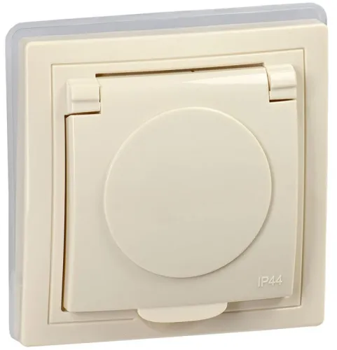 Розетка 1-м СП Кварта РСбш10-3-ККм-44 16А IP44 с заземл. крем. GENERICA KV-R16-16-44-K33