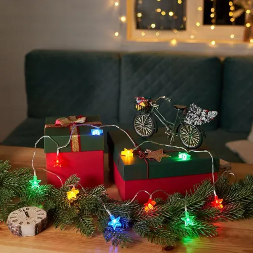 Гирлянда светодиодная "Звездочки" 1.5м 10LED мультиколор 0.1Вт IP20 провод ПВХ прозр. элементы питания 2хAA (не в компл.) Neon-Night 303-090 фото 7