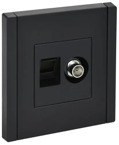 Розетка 2-м TV+RJ45 кат.6 FORTE&PIANO FP137 черн. IEK FP-AK20-2-K02