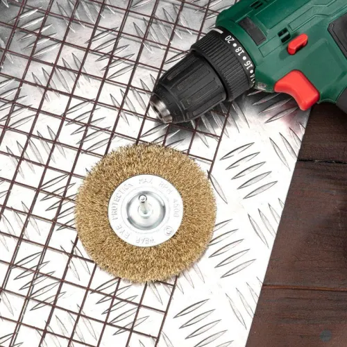Щетка дисковая для дрели витая латунированная проволока 100мм Kranz KR-91-1231 фото 7