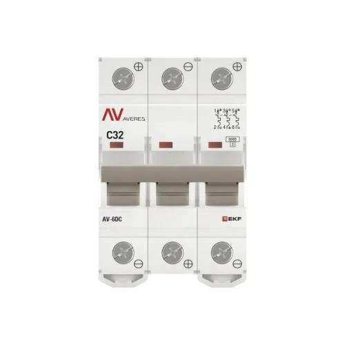 Выключатель автоматический модульный 3п C 32А 6кА AV-6 AVERES EKF mcb6-DC-3-32C-av фото 4