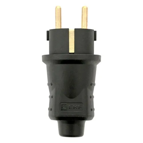 Вилка прямая 16А 2P+PE 230В IP44 каучук черн. EKF RPS-011-16-230-44 фото 5