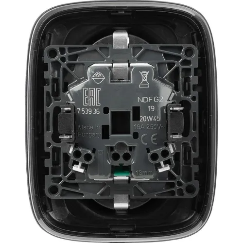 Розетка 2-м СП Valena Allure 16А IP20 250В 2х2P+E защ. шторки безвинт. клеммы с лицев. панелью антрацит Leg 753936 фото 4