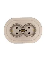 Розетка 2-м СП OSEN с заземл. ПБТ круглая механизм титан LEZARD 744-3700-127B