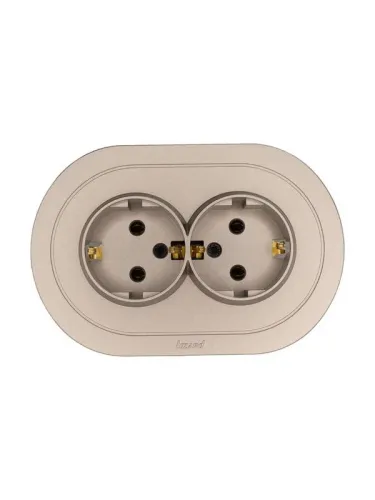 Розетка 2-м СП OSEN с заземл. ПБТ круглая механизм титан LEZARD 744-3700-127B