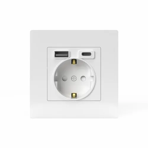 Розетка 1-м СП Pixel IP20 с заземл. с 2-мя заряд. устр. USB тип A+C механизм бел. TOKOV ELECTRIC TKE-PX-R1U2AC-C01 фото 3