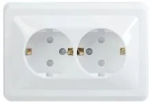 Розетка 2-м СП Вега РСш12-3-ВБ с заземл. контактом и защ. штор 16А бел. GENERICA ERV24-K01-16-DM