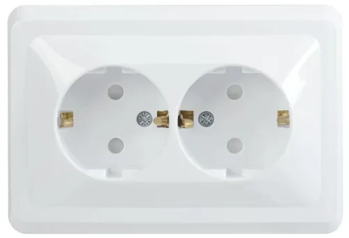 Розетка 2-м СП Вега РСш12-3-ВБ с заземл. контактом и защ. штор 16А бел. GENERICA ERV24-K01-16-DM