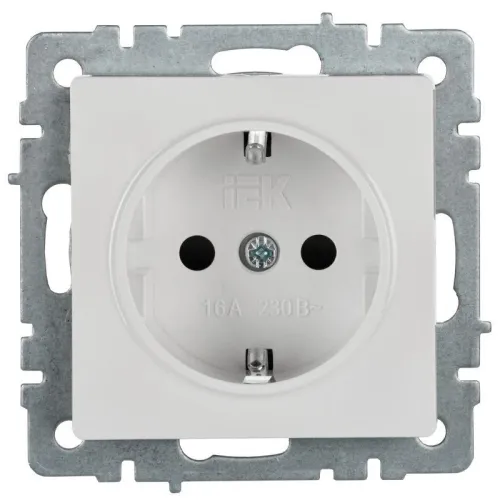 Розетка BRITE РС14-1-0-БрБ 16А с заземл. защ. шторки механизм бел. IEK BR-R14-16-K01 фото 3