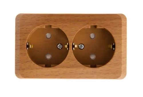 Розетка 2-м ОП Этюд Дача 16А IP20 250В с заземл. защ. шторки бук SE PA16-008T фото 3