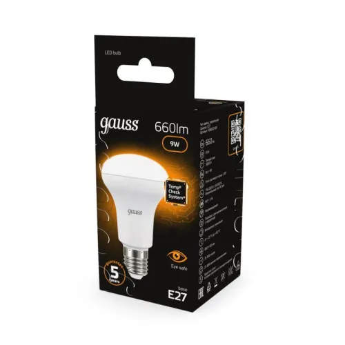 Лампа светодиодная Black 9Вт R63 рефлектор 3000К тепл. бел. E27 660лм GAUSS 106002109 фото 5