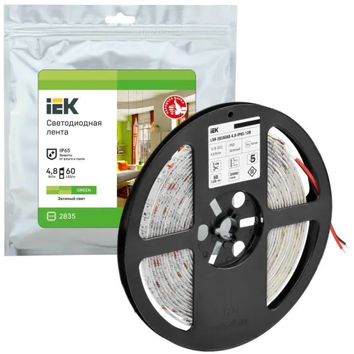 Лента светодиодная LED LSR-2835G60-4.8-IP65-12В (уп.5м) IEK LSR1-5-060-65-3-05 фото 2