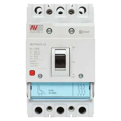 Выключатель автоматический 125А 80кА AV POWER-1/3 TR AVERES EKF mccb-13-125H-TR-av фото 9