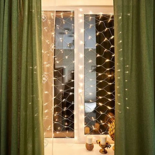 Гирлянда светодиодная "Сеть" 1.8х1.5м 180LED тепл. бел. 15Вт IP20 провод ПВХ прозр. Neon-Night 215-136 фото 12