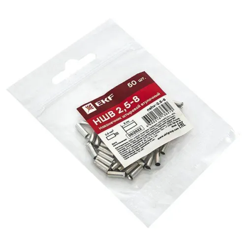 Наконечник штыревой втулочный НШв 2.5-8 (уп.50шт) PROxima EKF nshv-2.5-8 фото 2