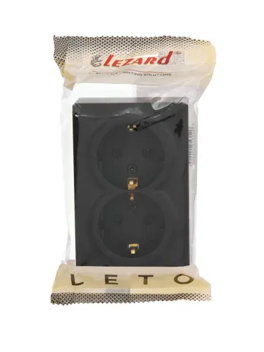 Розетка 2-м ОП LETO с заземл. закрытый корпус ПБТ черн. бархат LEZARD 752-4200-127B фото 4