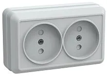 Розетка 2-м ОП Октава РСш22-2-ОБ 10А IP20 без заземл. защ. шторки бел. GENERICA ERO23-K01-10-DC