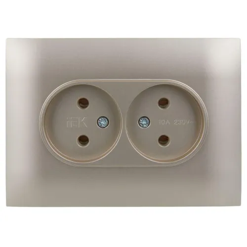 Розетка 2-м SKANDY 10А без заземл. без защ. шторок в сборе SK-R10Sh шампань IEK SK-R20-10-K37-F фото 2