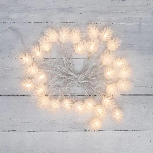 Гирлянда светодиодная "Шишки" 5м 30LED тепл. бел. 1.8Вт IP20 с контроллером 8 режимов провод ПВХ прозр. Neon-Night 303-069