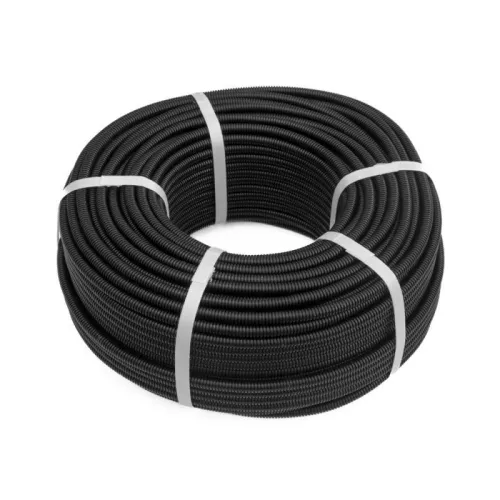 Труба гофрированная ПП легкая разрезная d10мм безгалоген. (HF) черн. (уп.100м) Промрукав PR02.0297 фото 2