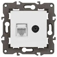 Розетка компьютерная + телевизионная Elegance 14-3110-01М RJ45+TV матов. бел. Эра Б0065767