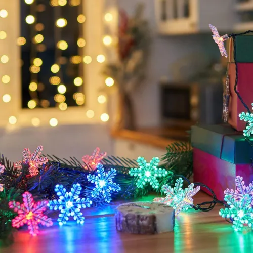 Гирлянда светодиодная "Снежинки" 4.4м 30LED мультиколор 4Вт IP20 с контроллером Neon-Night 303-065 фото 4