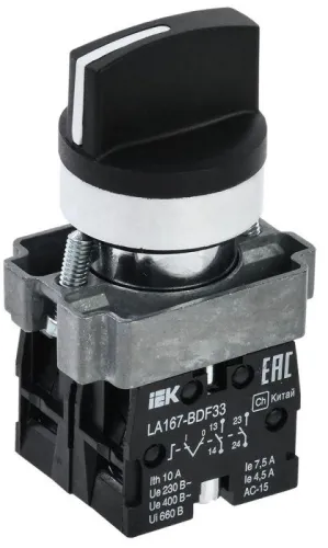 Переключатель LA167-BDF33 3 полож. 2НО черн. KARAT IEK BSW20-BDF33-4-24-67-3-K02