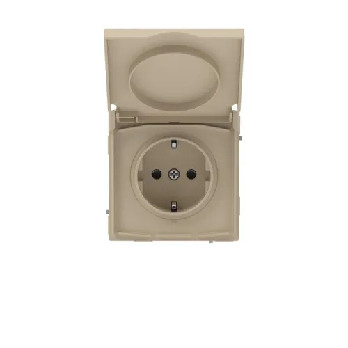 Розетка силовая KANT IP44 2P+E защ. шторки с крышкой ванильн. марципан DKC 7015013
