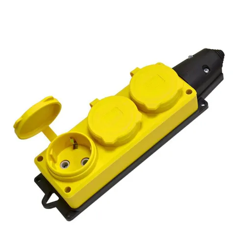 Колодка удлинителя 3-м 1ф с заглушками компакт каучук желт. Universal 3083 фото 2