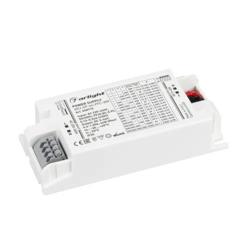 Блок питания ARJ-SP-44-PFC-WR 44Вт 3-45В 0.3-1.05А IP20 пластик Arlight 048715