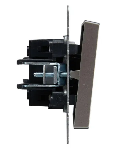 Выключатель проходной 1-кл. СП BRITE ВС10-1-7-БрС 10А с индик. механизм сталь IEK BR-V12-1-10-K46 фото 2