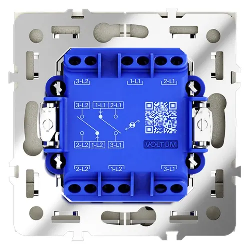 Переключатель проходной 2-кл. СП S70 10А с подсветкой механизм сталь Voltum VLS020405 фото 4