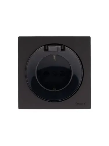 Розетка 1-м СП OSEN с заземл. с крышкой ПБТ механизм черн. бархат LEZARD 743-4288-123B фото 2