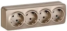 Розетка 4-м ОП GLORY РС24-3-ХШм 16А с заземл. без защ. шторок шампань матов. IEK ERH41-K37M-16