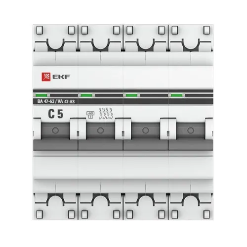 Выключатель автоматический модульный 4п C 5А 4.5кА ВА 47-63 PROxima EKF mcb4763-4-05C-pro фото 4