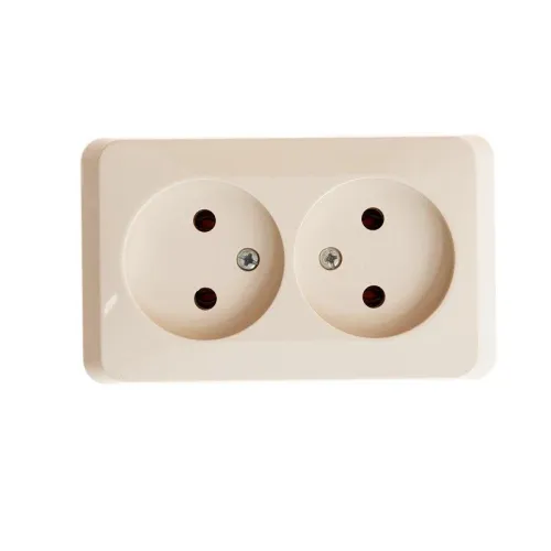 Розетка 2-м ОП Этюд 16А IP20 250В без заземл. без защ. шторок крем. SE PA16-005K фото 3