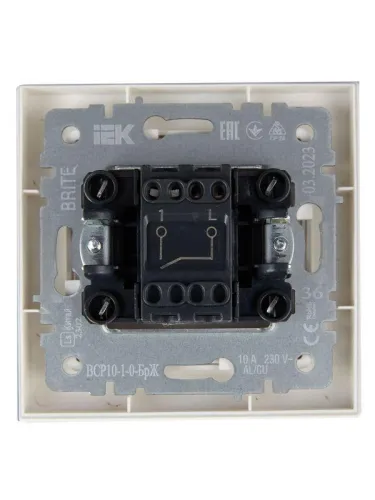 Выключатель 1-кл. СП BRITE ВСР10-1-0-БрЖ 10А в сборе жемчуж. IEK BR-V10-0-10-K36-F фото 5