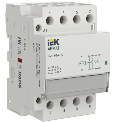 Контактор модульный KMR 63А 230В AC 4НО ARMAT IEK AR-KMR10-063-40-230