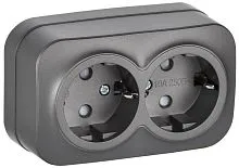 Розетка 2-м ОП GLORY РСш22-3-ХСм 16А с заземл. защ. шторки сталь матов. IEK ERH24-K46M-16